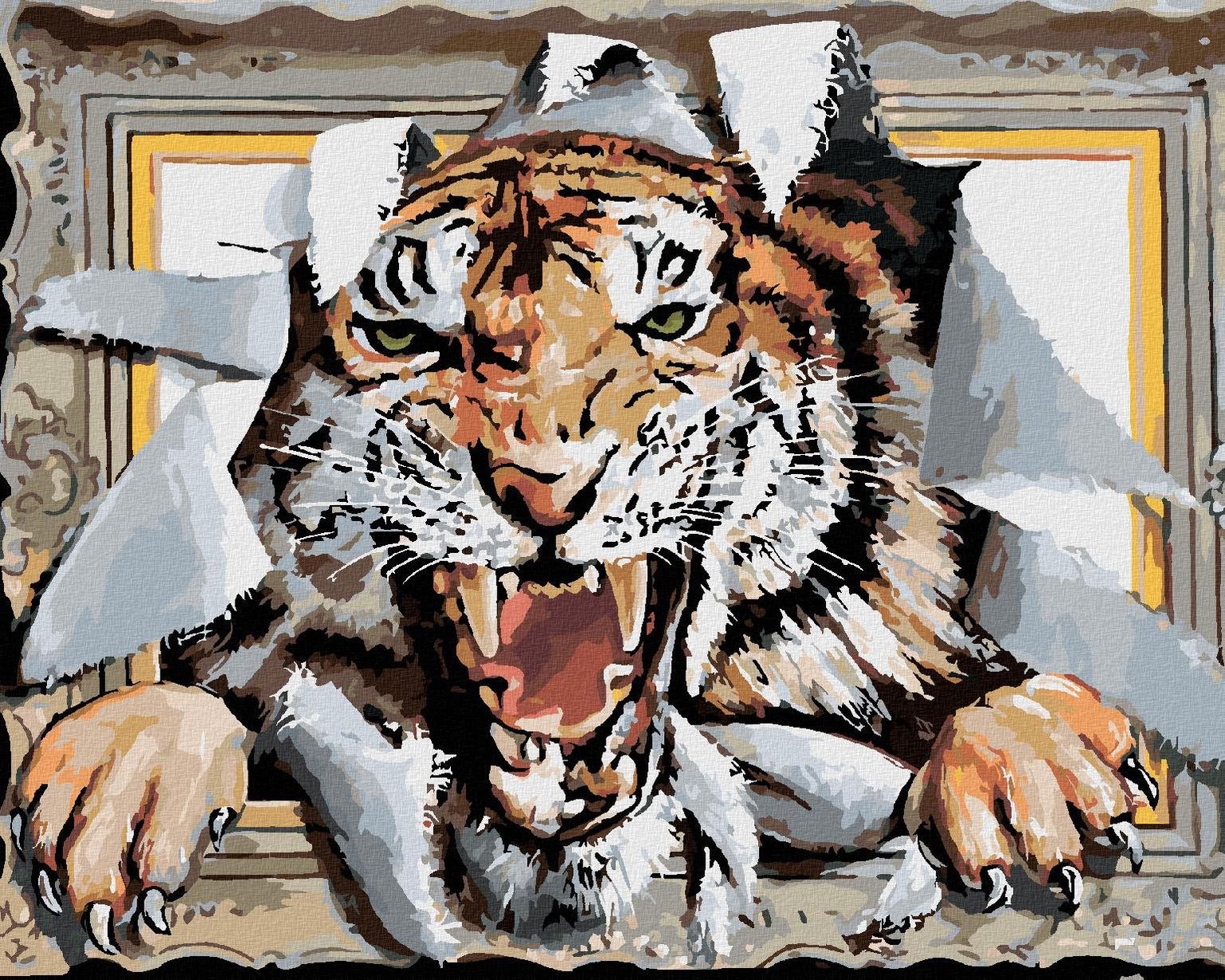Zuty – Maľovanie podľa čísel – Tiger v ráme (D. Rusty Rust), 80 × 100 cm, plátno + rám