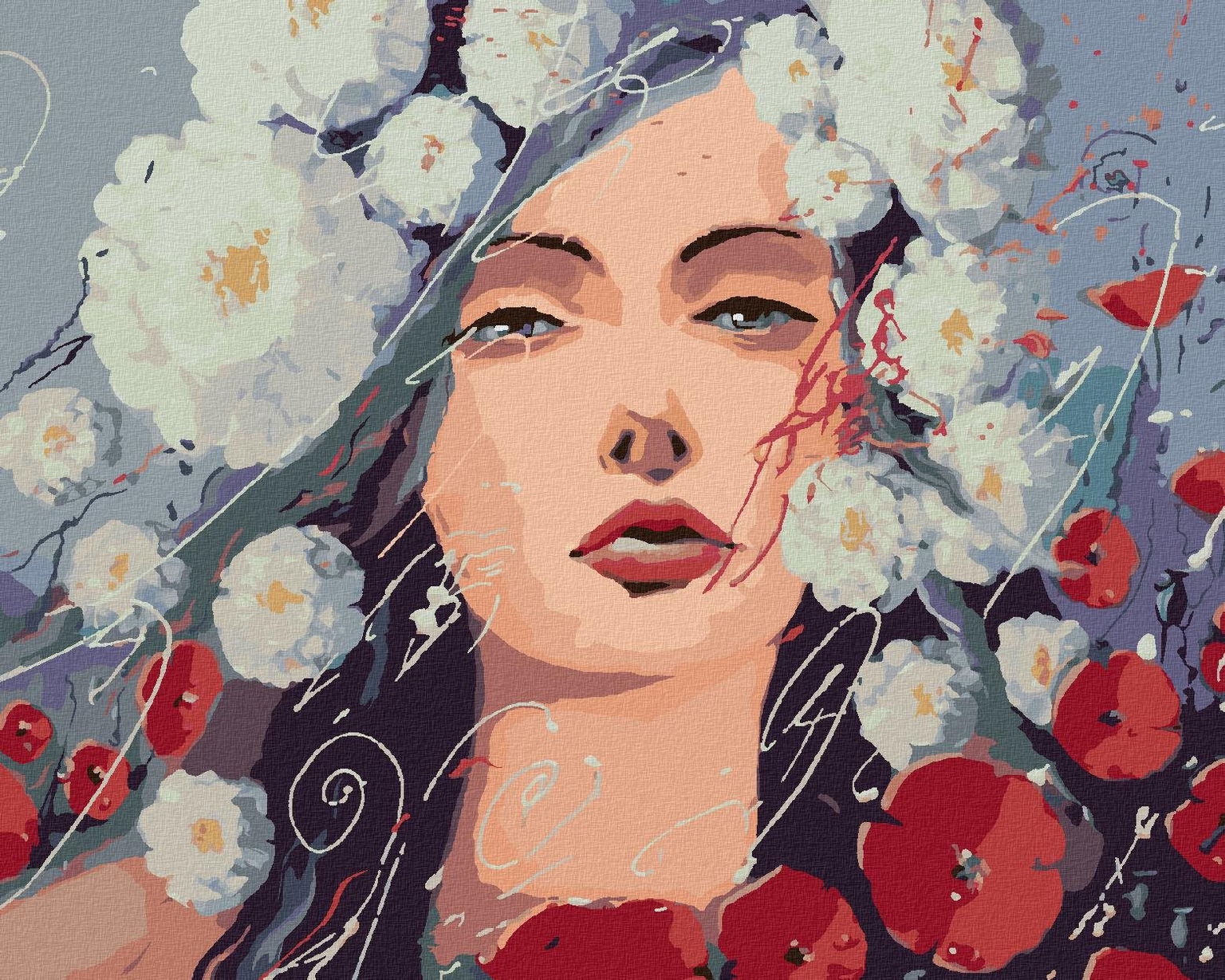Zuty – Maľovanie Podľa Čísel – Žena A Vlčie Maky, 40 × 50 cm, Plátno