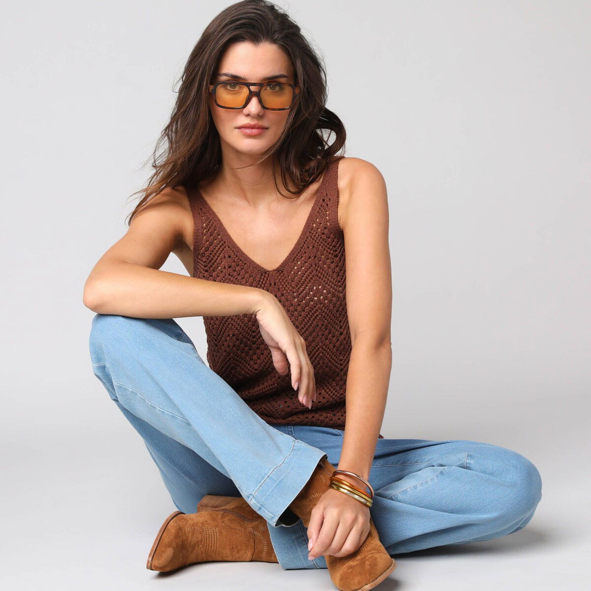 Ažúrový top s tenkými ramienkami – obrázok 7