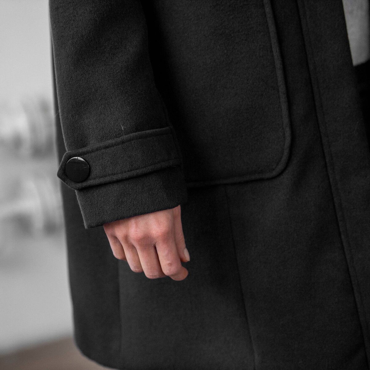 Jednofarebný kabát duffle-coat s kapucňou – obrázok 3