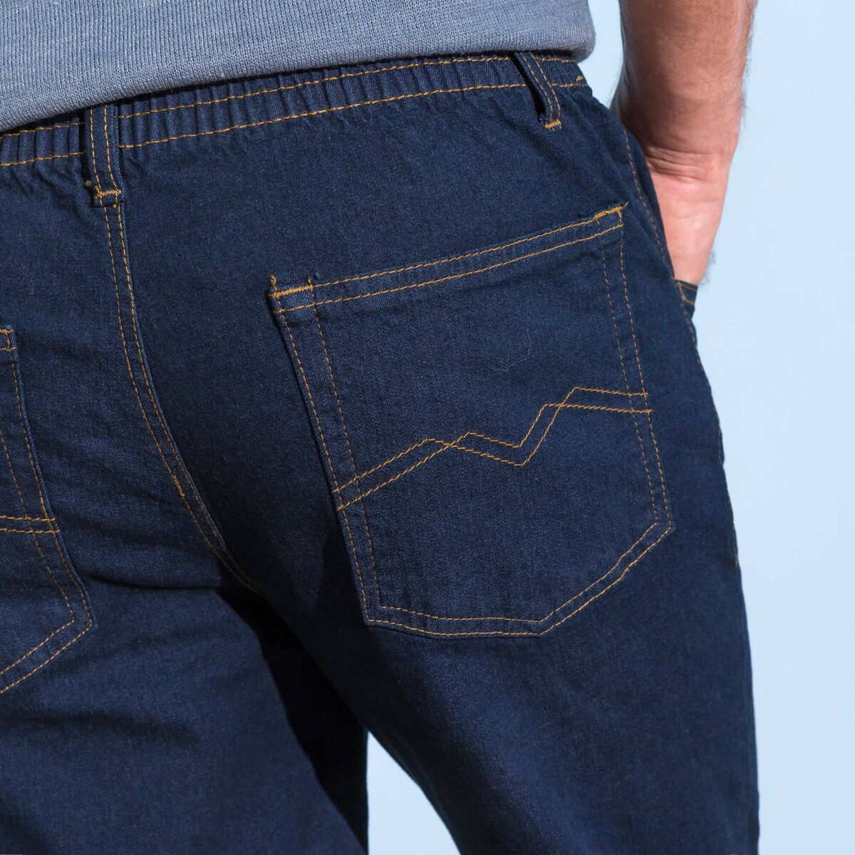 Rovné pružné pohodlné džínsy so 4 vreckami – obrázok 5