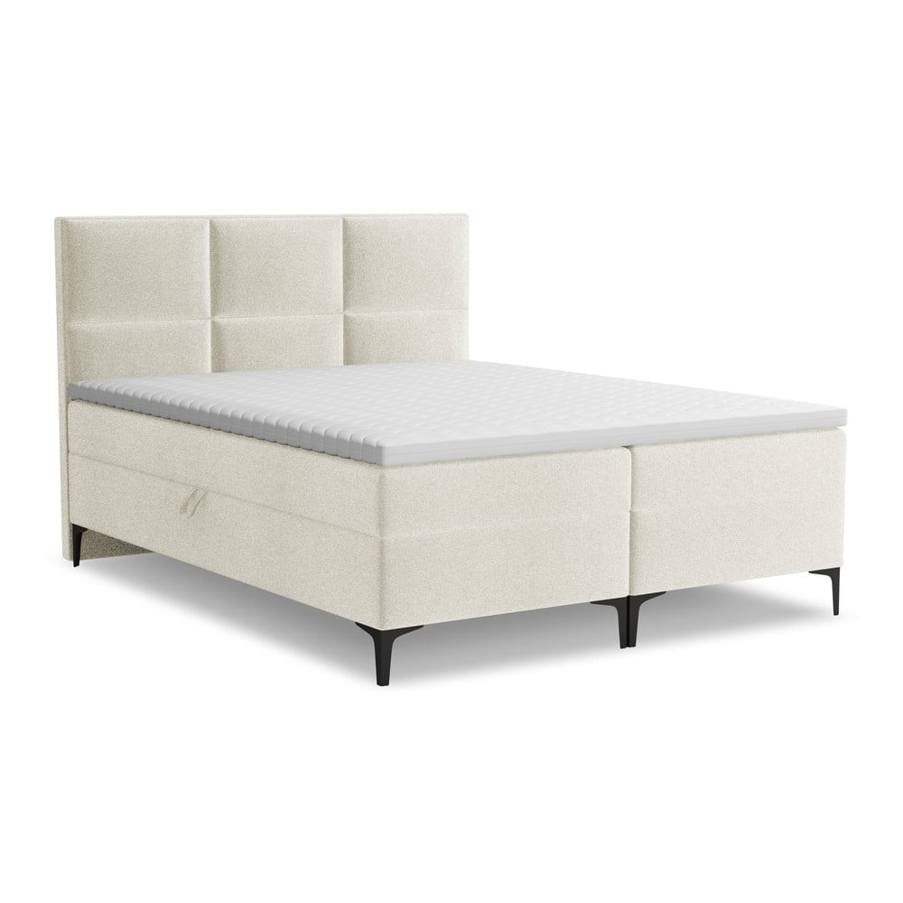 Béžová boxspring posteľ s úložným priestorom 140x200 cm Pakalana – Makamii