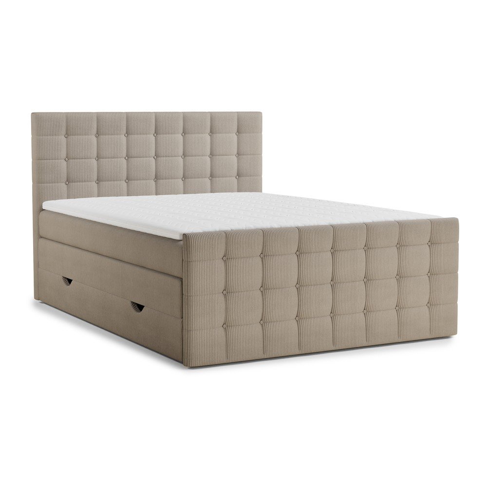 Béžová boxspring posteľ s úložným priestorom 180x200 cm Tasca – Maison de Rêve