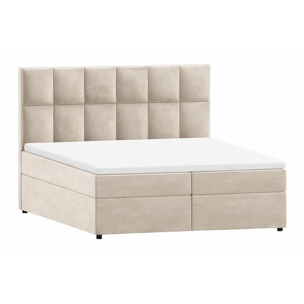 Béžová boxspring posteľ s úložným priestorom 200x200 cm Flip – Ropez