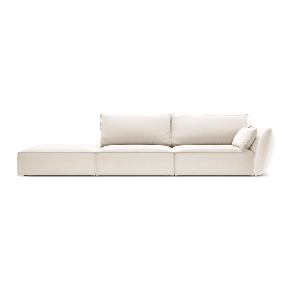 Béžová zamatová pohovka pravý roh 264 cm Vanda – Mazzini Sofas