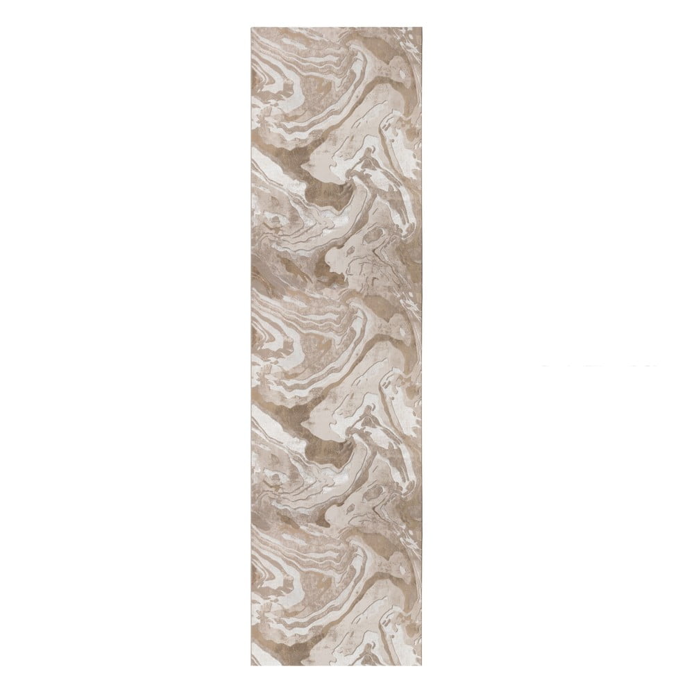 Béžový behúň 80x300 cm Marbled – Flair Rugs