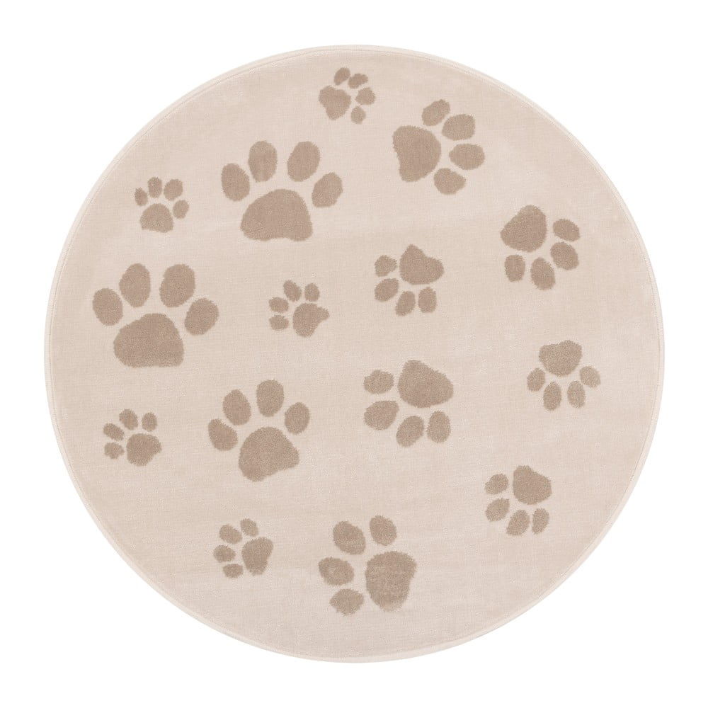 Béžový detský koberec ø120 cm Paws Light Beige – FD