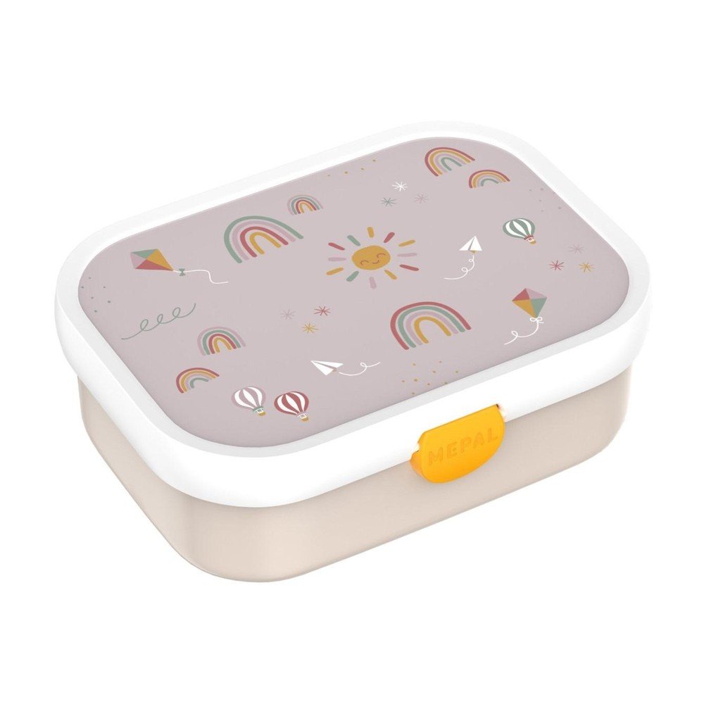 Béžový plastový detský desiatový box Sunshine & Rainbow – Mepal