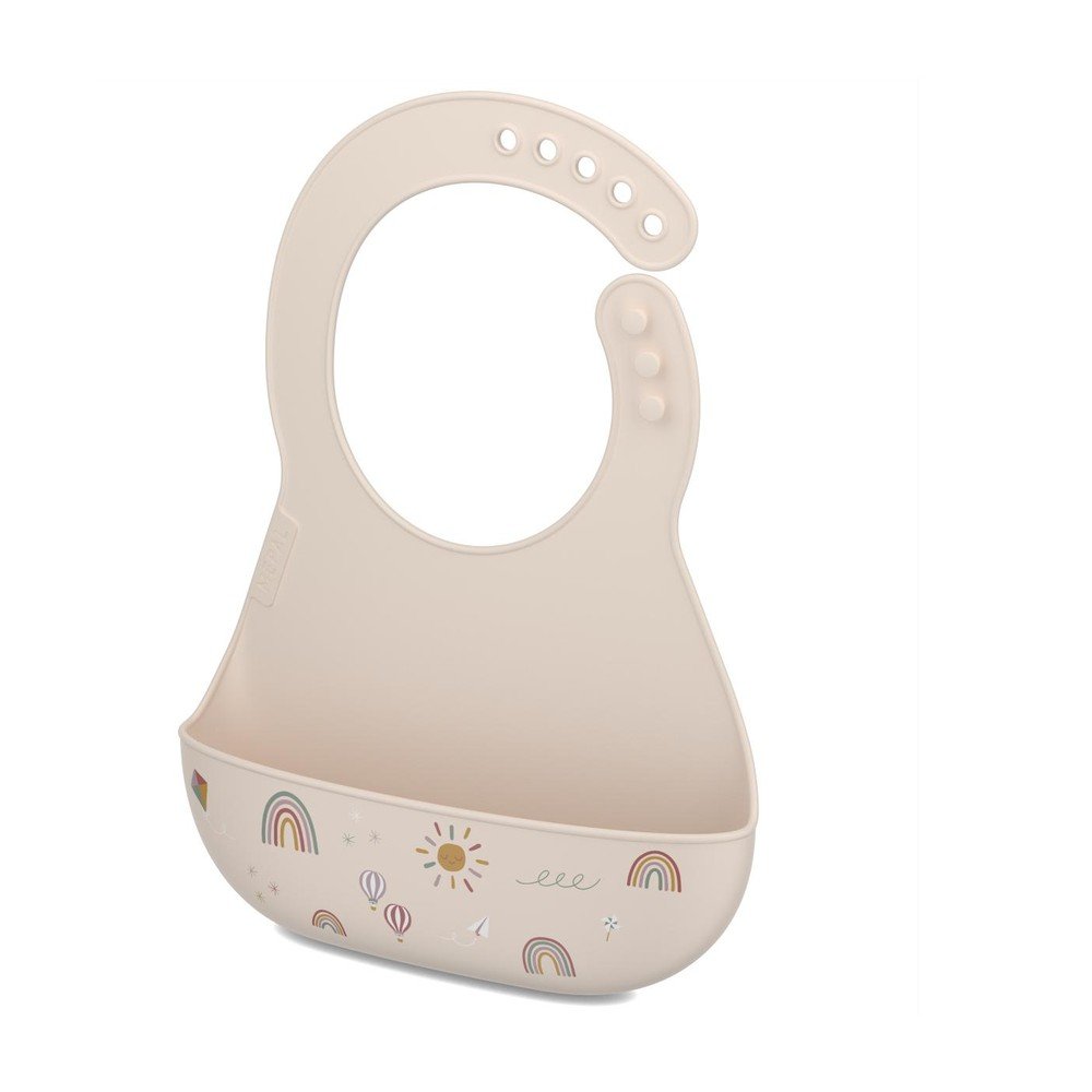 Béžový silikónový podbradník Sunshine & Rainbow – Mepal