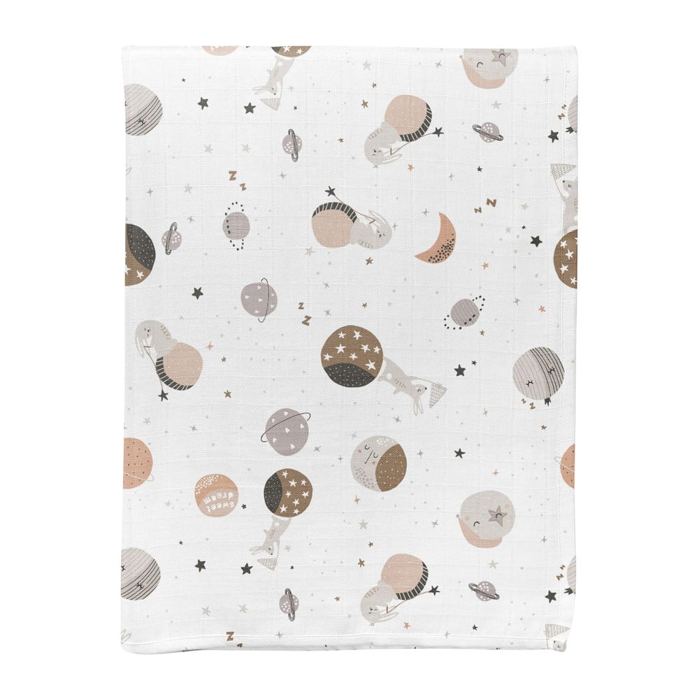 Biela mušelínová detská deka 75x100 cm Spacebit – Mijolnir
