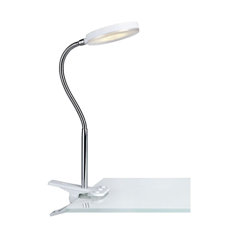 Biela stolová LED lampa so štipcom Markslöjd Flex