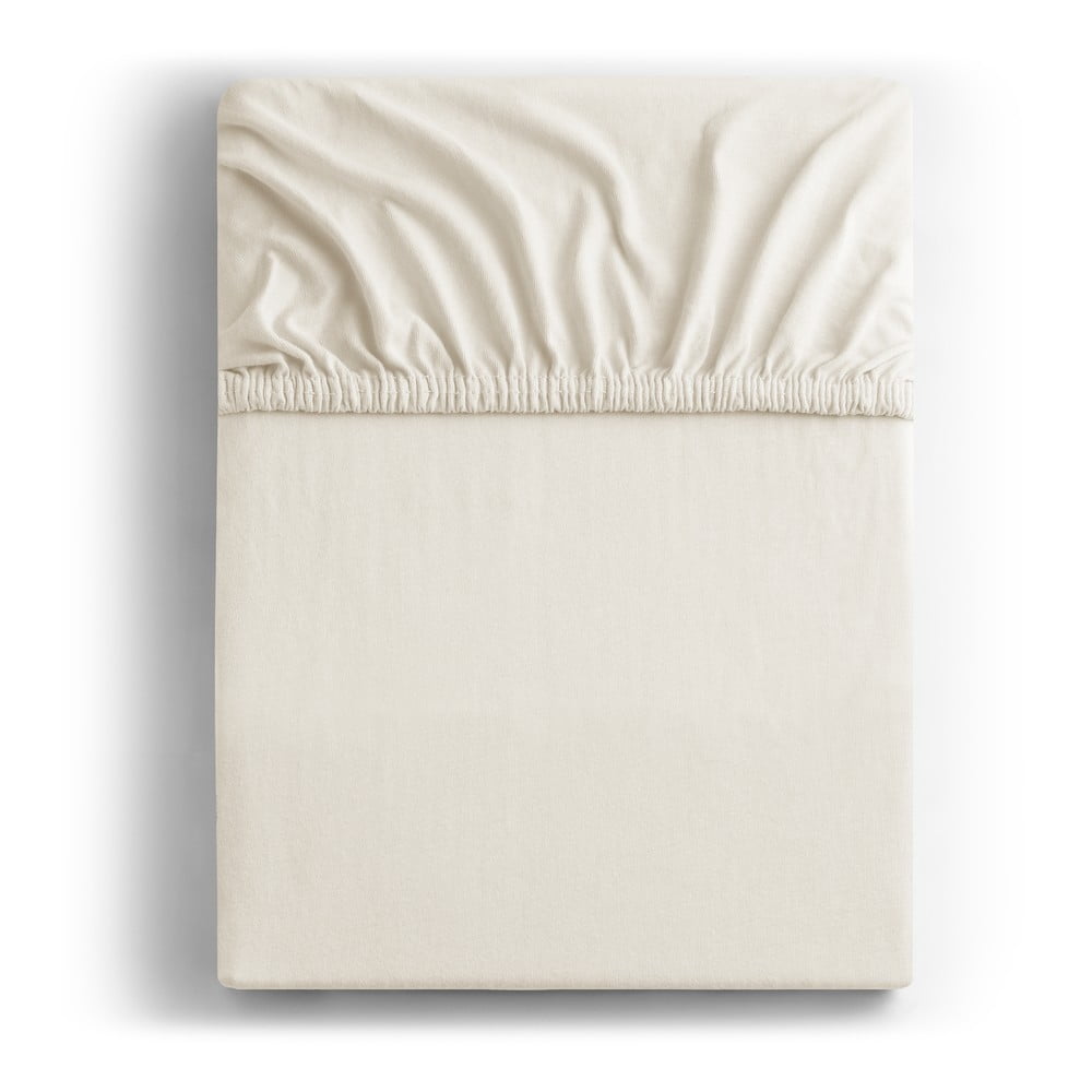 Biela/krémová napínacia plachta jersey 140x200 cm Amber – Restilo