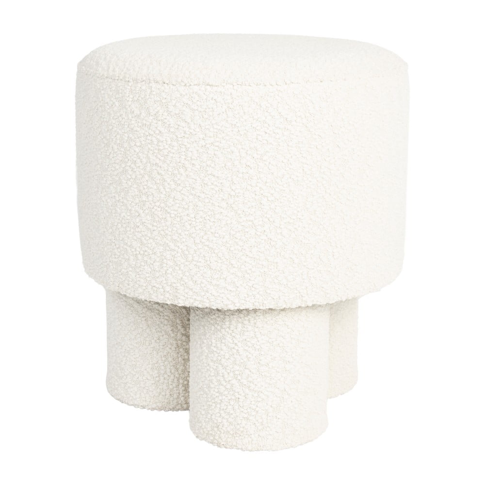 Biely taburet z textílie buklé Marcos – White Label