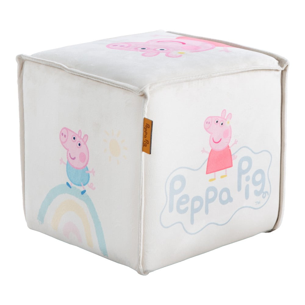 Biely zamatový detský puf Peppa Pig – Roba