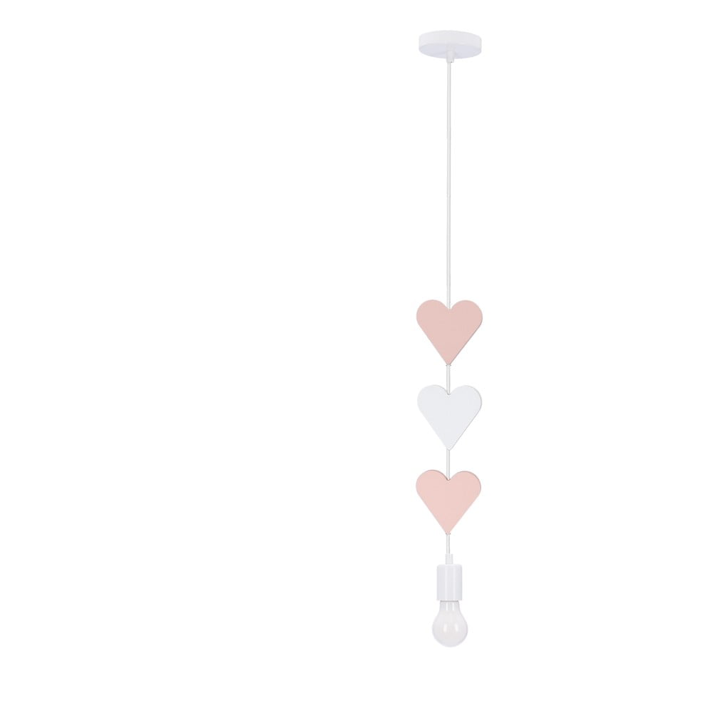 Biely/ružový detský luster s kovovým tienidlom Hearts – Candellux Lighting