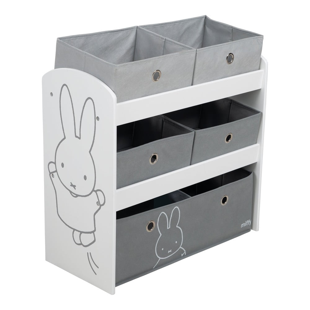 Biely/sivý detský organizér na hračky 63,5x29,5x60 cm Miffy – Roba
