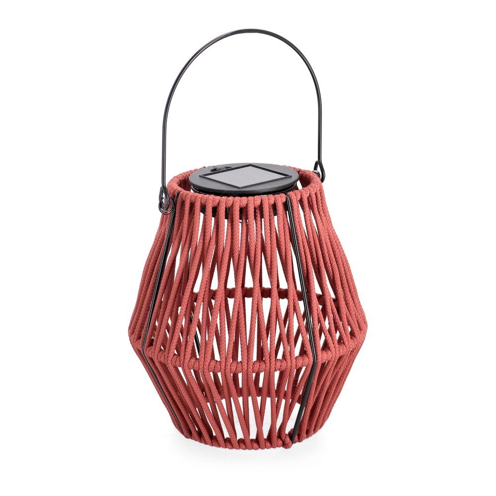 Červený LED lampáš so solárnym panelom (výška  17 cm) Juny – Yes Everyday