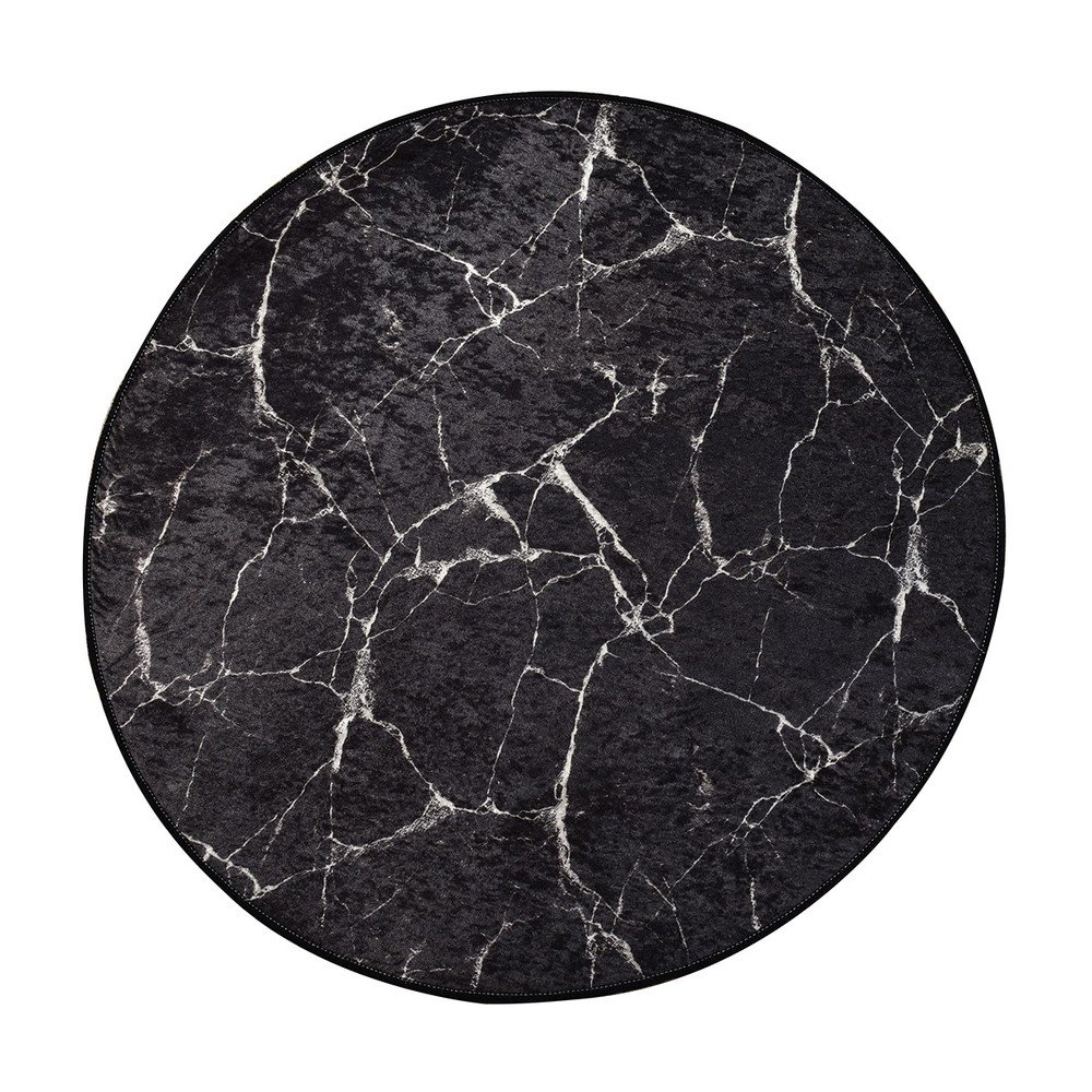 Čierna kúpeľňová predložka ø 100 cm Marble – Foutastic