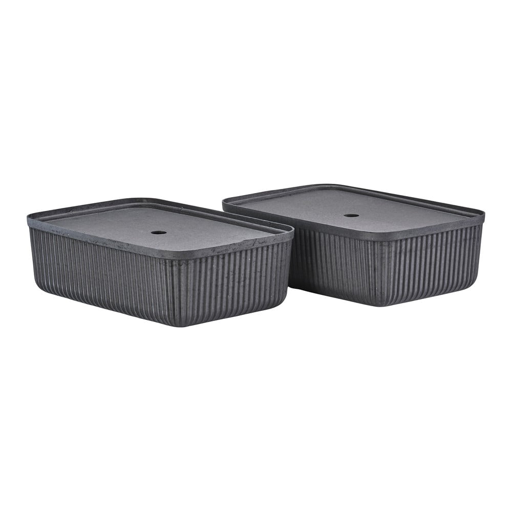 Čierne úložné boxy v súprave 2 ks s vekom 48x32x20,5 cm Pulp – Zone