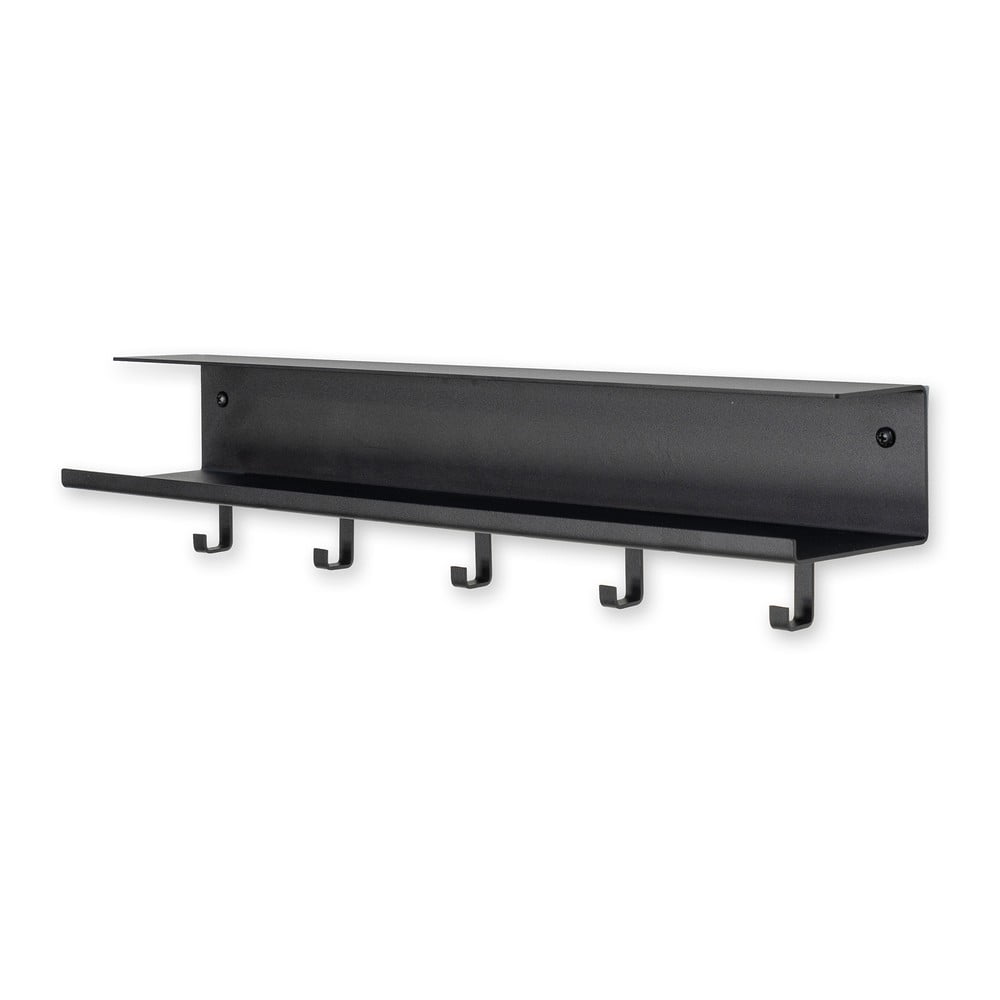 Čierny kovový nástenný vešiak s poličkou 50 cm Easy – Spinder Design