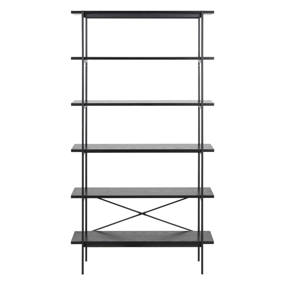 Čierny regál v dekore jaseňa 94x172 cm Angus – Actona