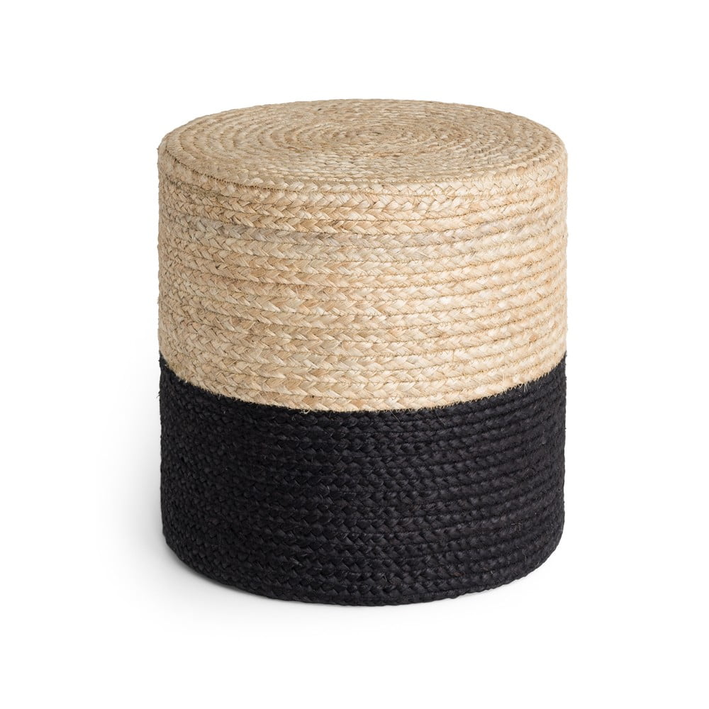 Čierny/v prírodnej farbe taburet Juta Gold Black – Hanse Home