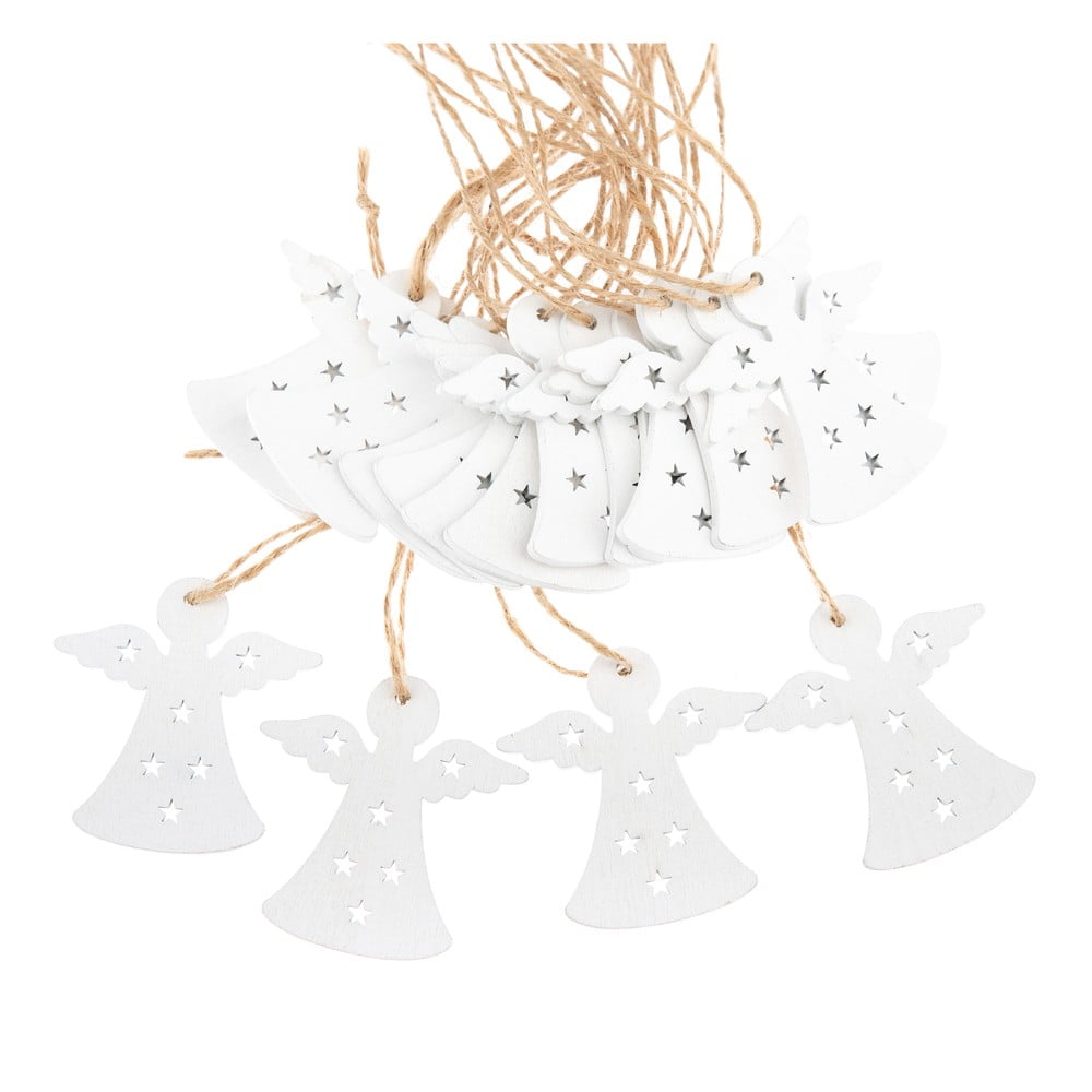 Drevené vianočné ozdoby v súprave 18 ks 5 cm Angels – Dakls