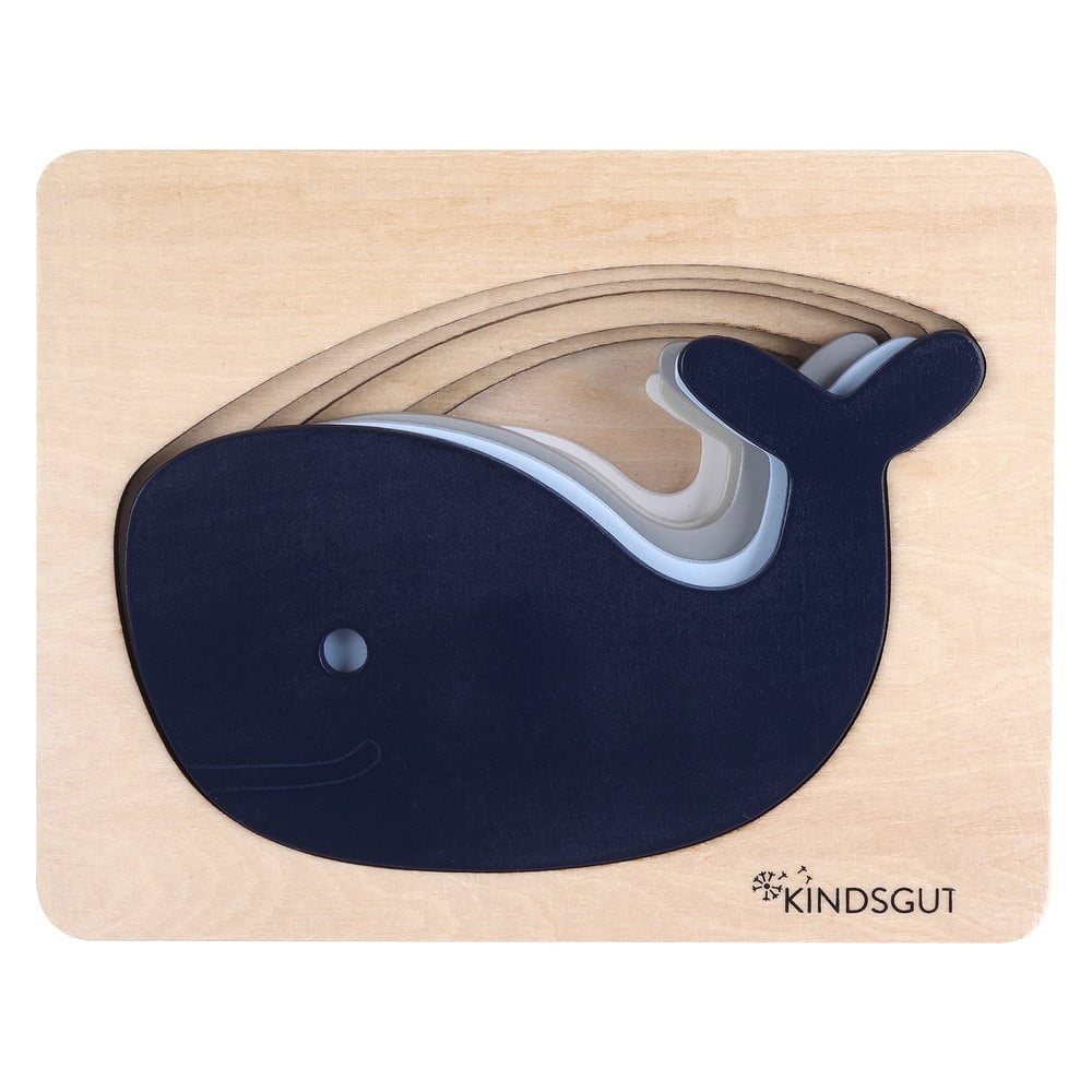 Drevené vkladacie puzzle Whale – Kindsgut