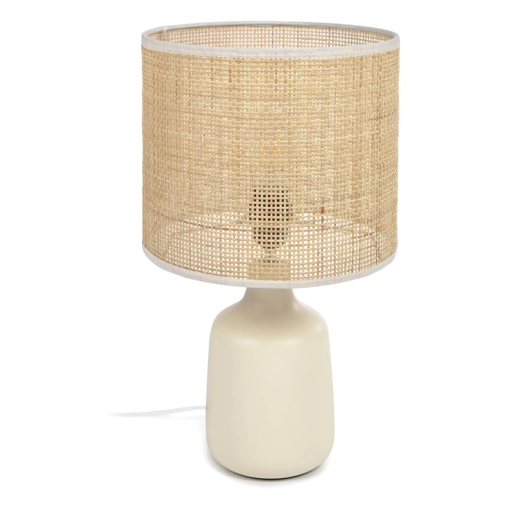 Krémová/v prírodnej farbe keramická stolová lampa (výška 46 cm) Erna – Kave Home