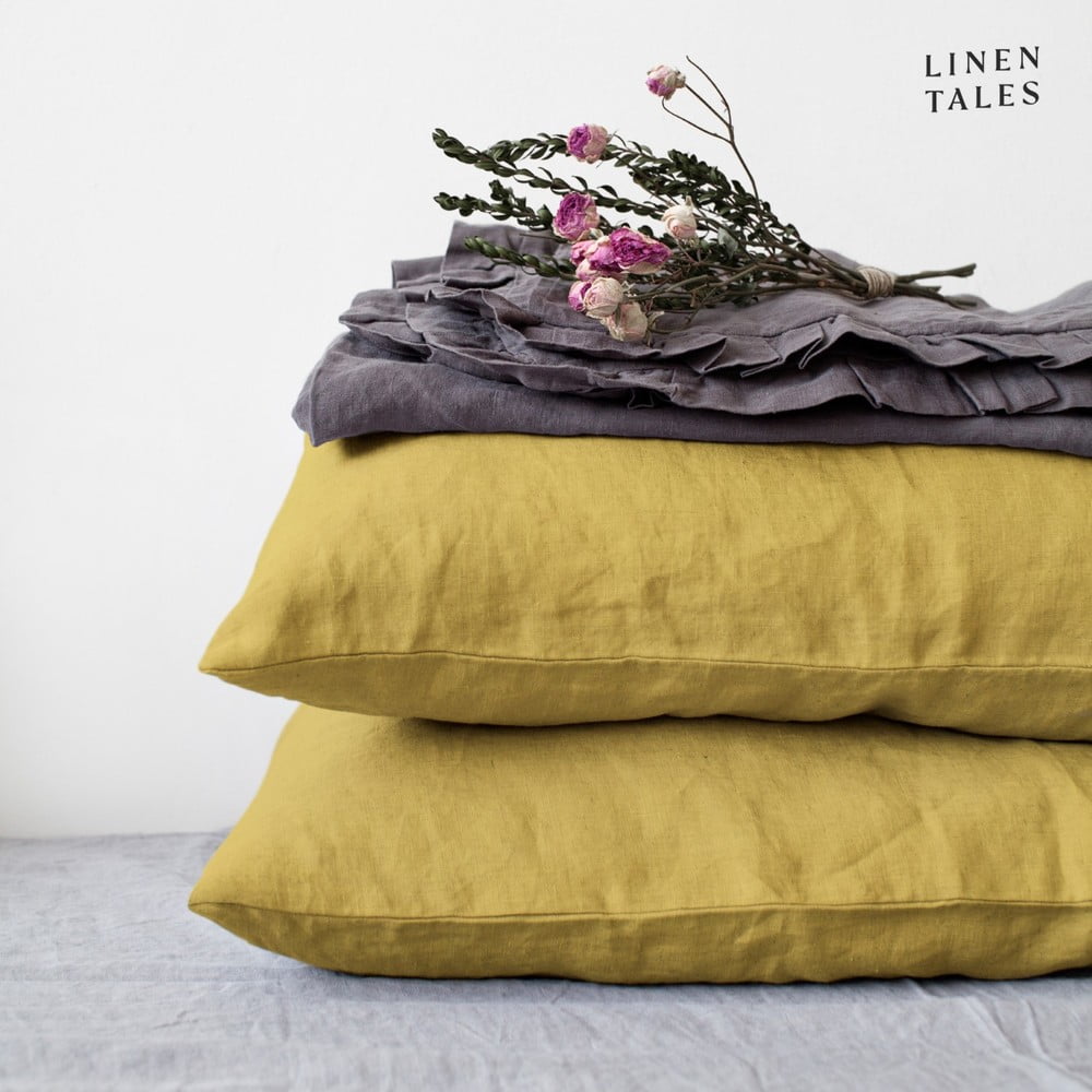 Ľanová obliečka na vankúš 50x70 cm Lemon Curry – Linen Tales
