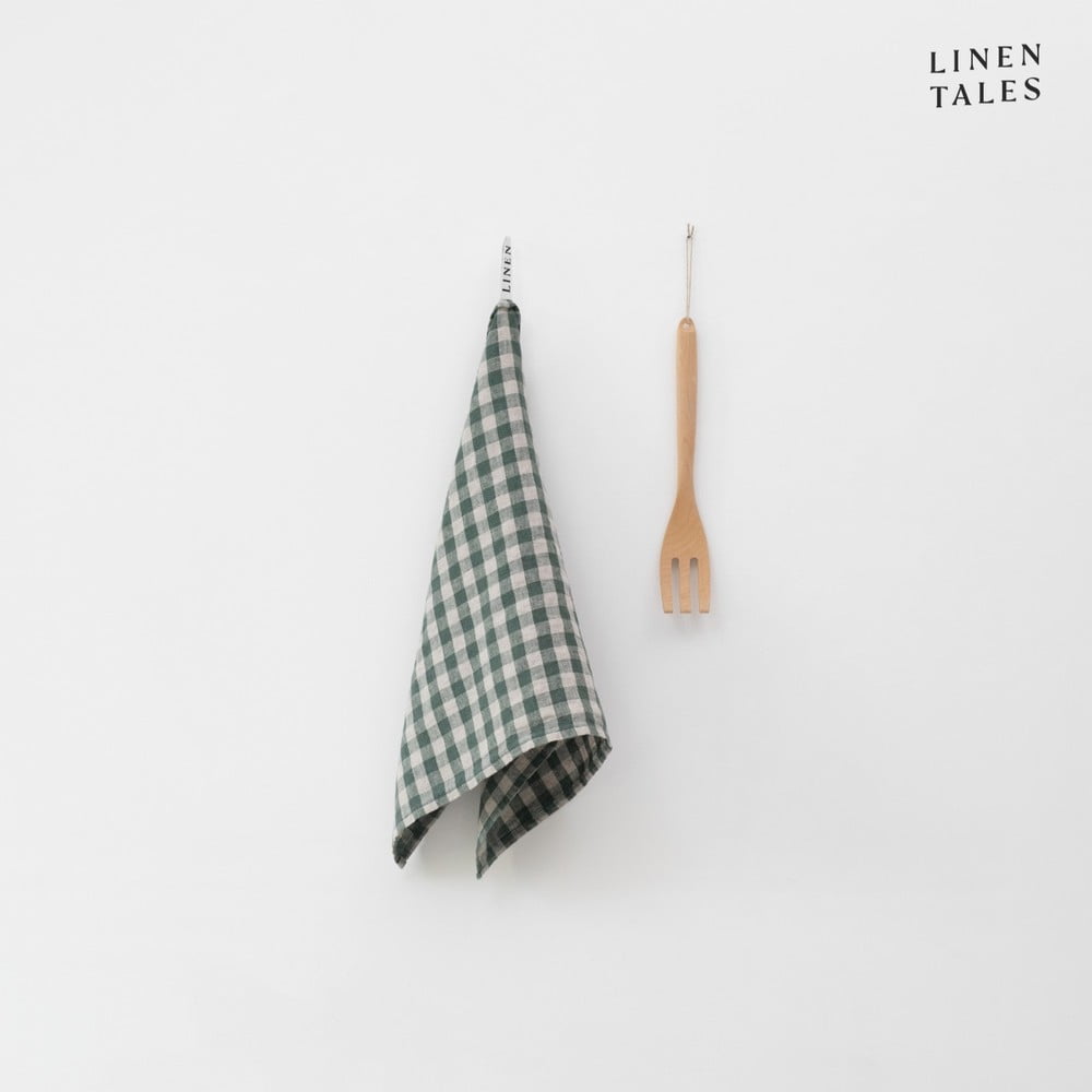 Ľanová utierka 45x65 cm Forest Green Gingham – Linen Tales