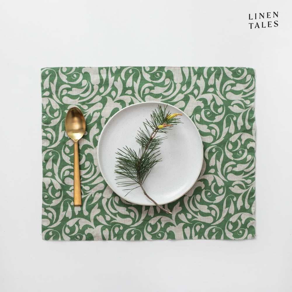 Ľanové prestieranie 35x45 cm Evergreen Damask – Linen Tales