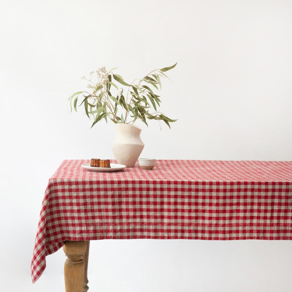 Ľanový obrus 140x350 cm Red Gingham – Linen Tales