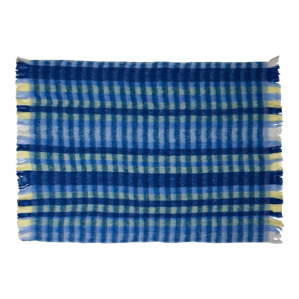 Modrá deka s prímesou vlny 140x200 cm Loom – Hübsch