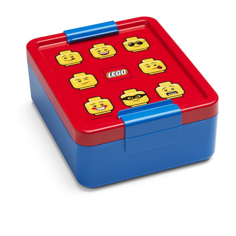 Modrý box na desiatu s červeným vekom LEGO® Iconic