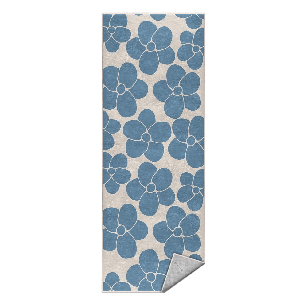 Modrý prateľný behúň 80x200 cm Blue Meadow – Mila Home