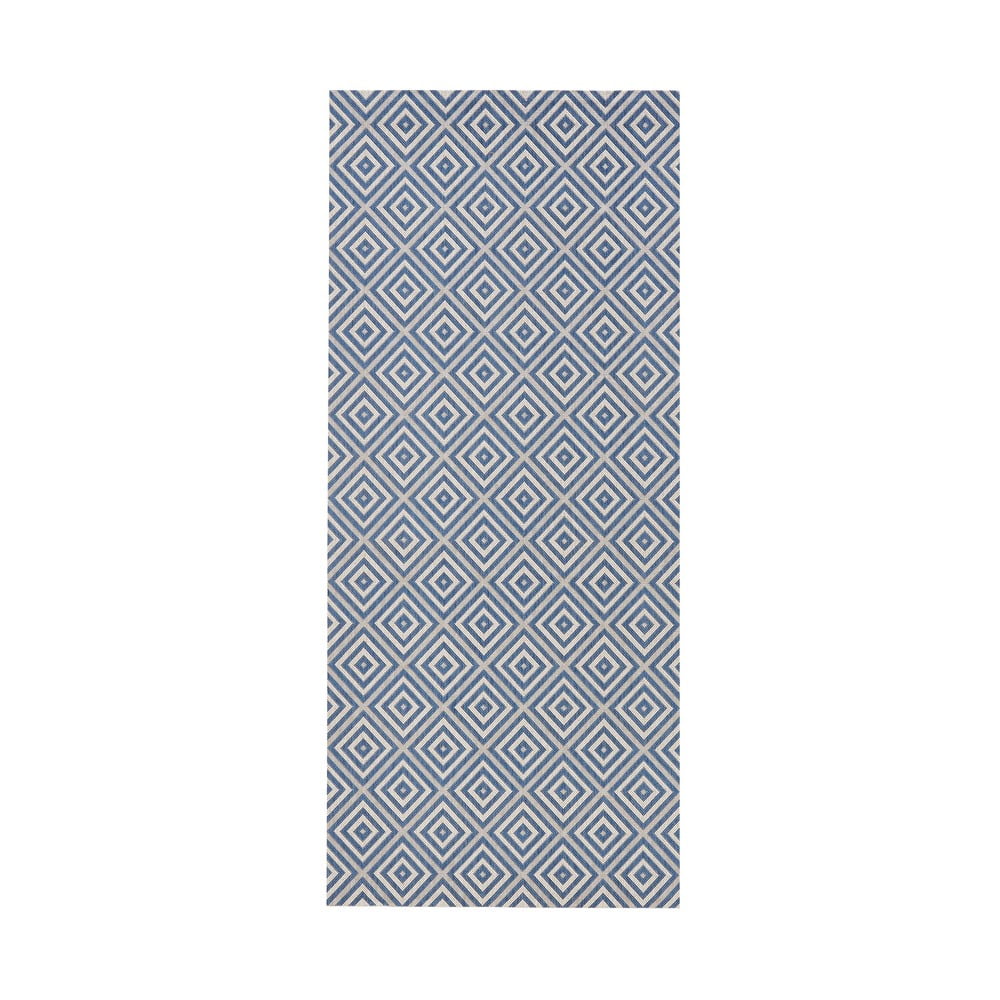 Modrý vonkajší koberec NORTHRUGS Karo, 80 × 200 cm – obrázok 6