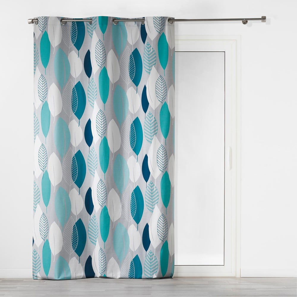 Modrý záves 140x240 cm Leafy – douceur d'intérieur