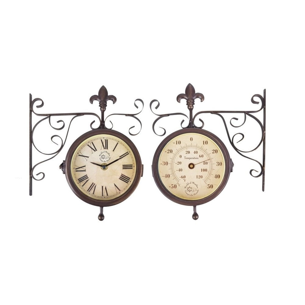 Nástenné hodiny s teplomerom Esschert Design Rustic