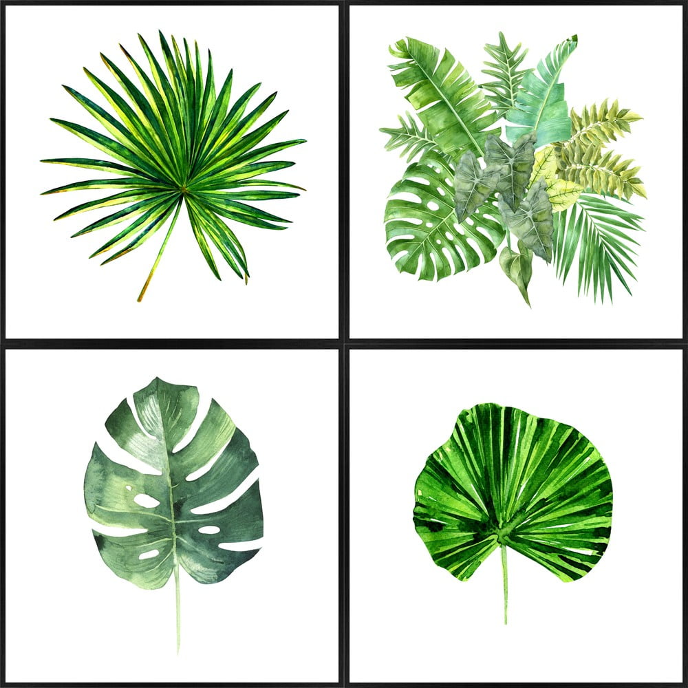 Plagáty v ráme 4 ks 30x30 cm Monstera