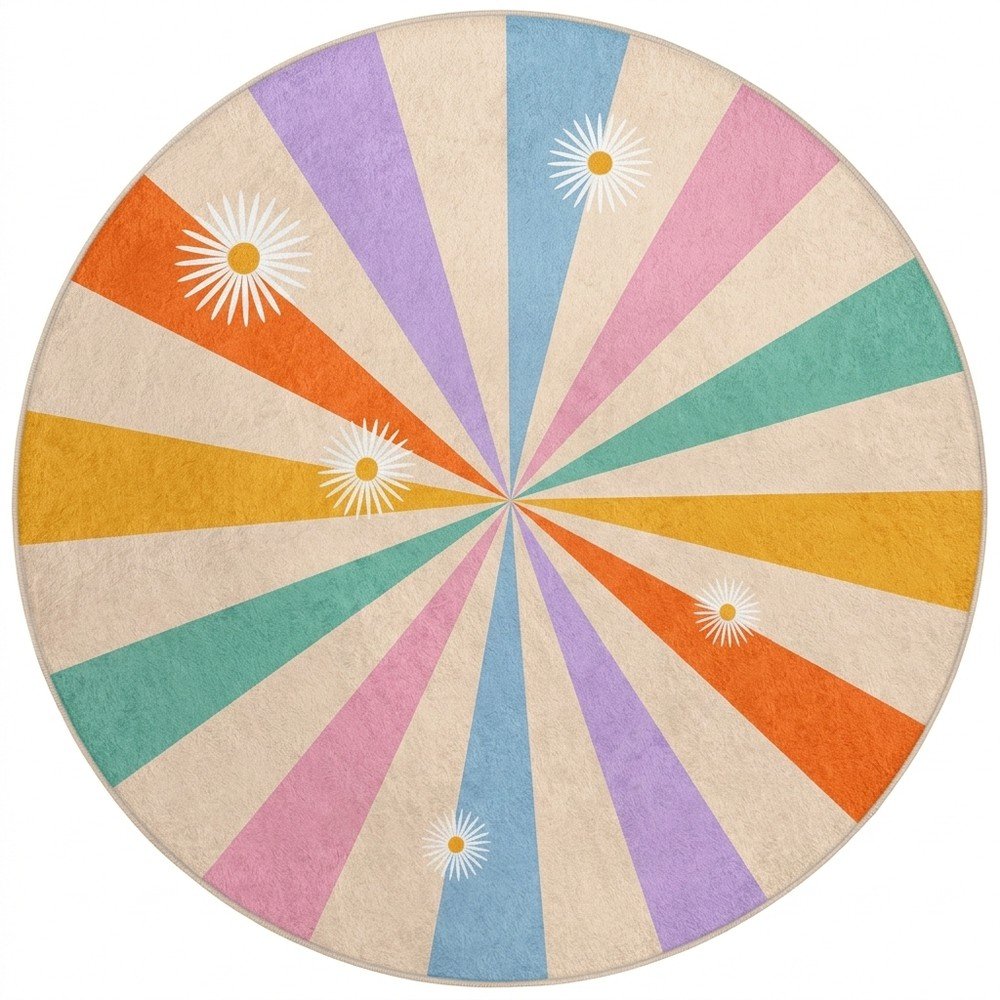 Prateľný detský koberec ø120 cm Rainbow Daisy – Mila Home