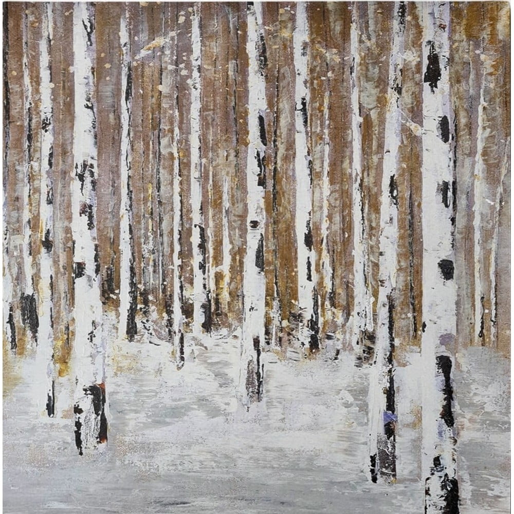 Ručne maľovaný obraz 70x70 cm Birch Wood – Wallity