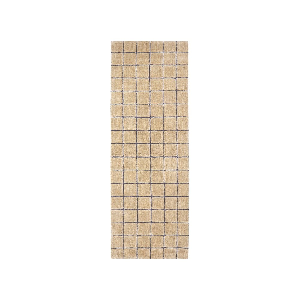 Ručne tkaný vlnený behúň jantárový 80x230 cm Mosaic Amber – Lorena Canals