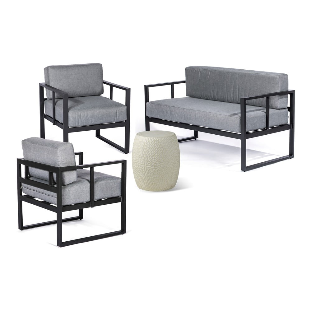 Sivá hliníková záhradná lounge súprava pre 4 – Bonami Essentials