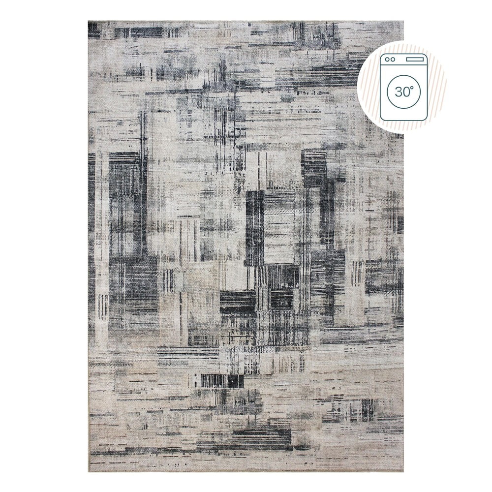 Sivý prateľný koberec 190x290 cm Silas Abstract – Flair Rugs