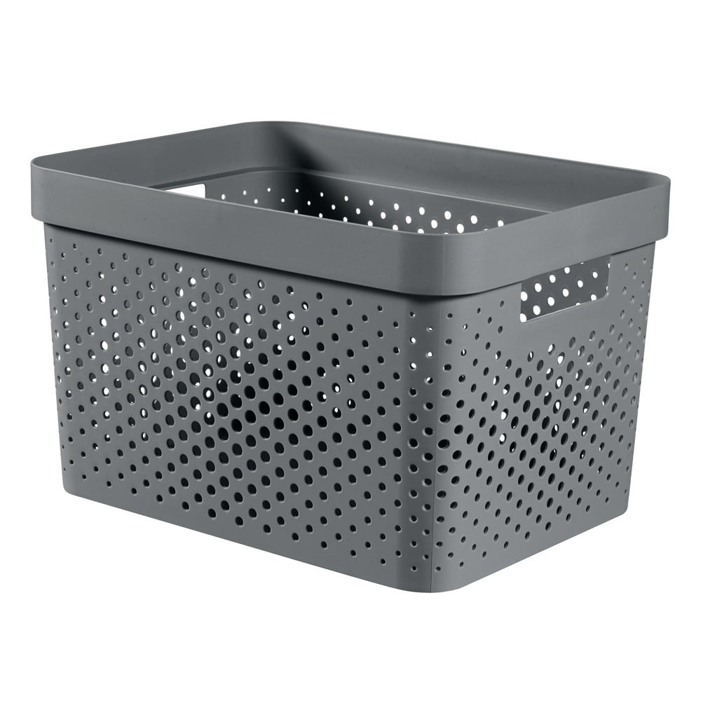 Sivý úložný košík Curver Infinity Dots, 17 l