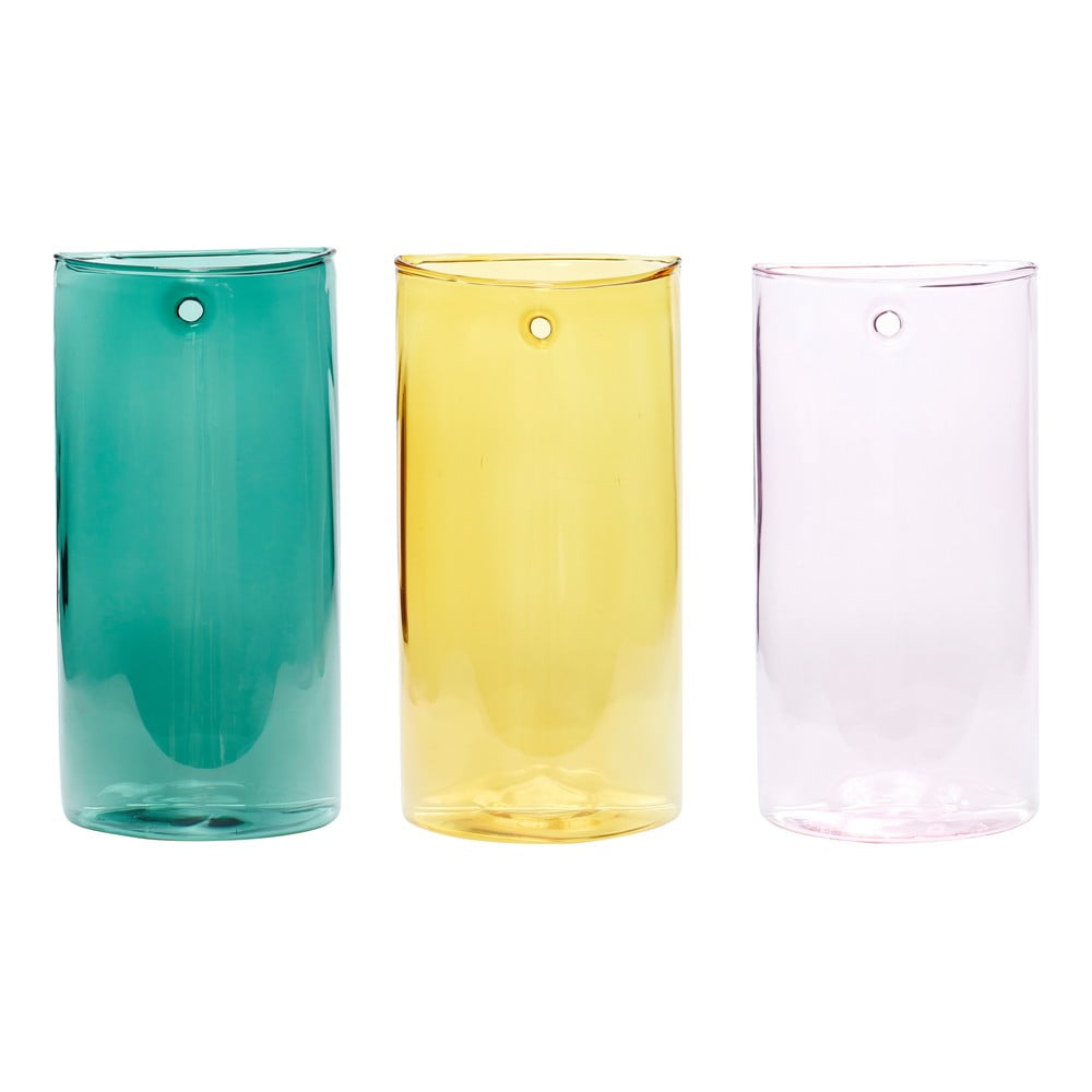 Sklenené ručne vyrobené vázy v súprave 3 ks (výška 19 cm) Popsicle – Hübsch