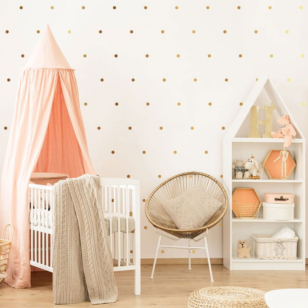 Súprava detských samolepiek na stenu 100 ks 2x2 cm Golden Points – Ambiance