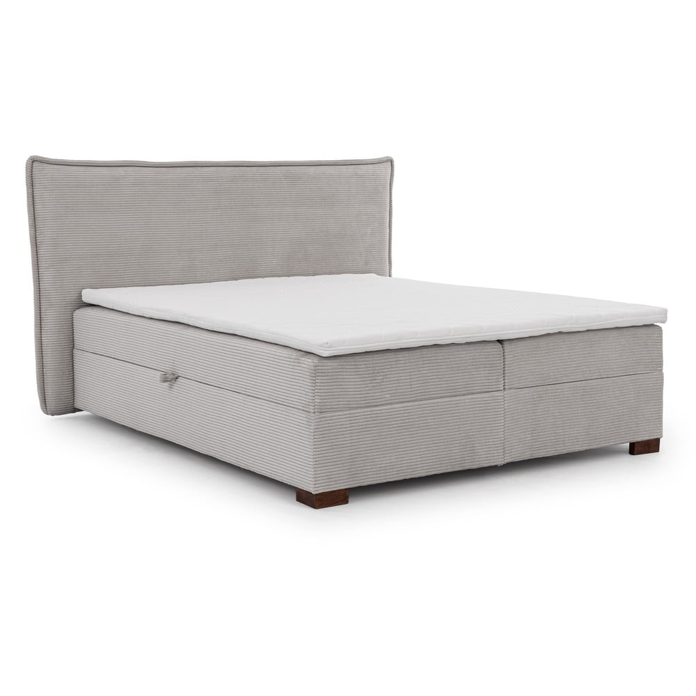Svetlosivá boxspring posteľ s úložným priestorom 160x200 cm Lysa – Ropez