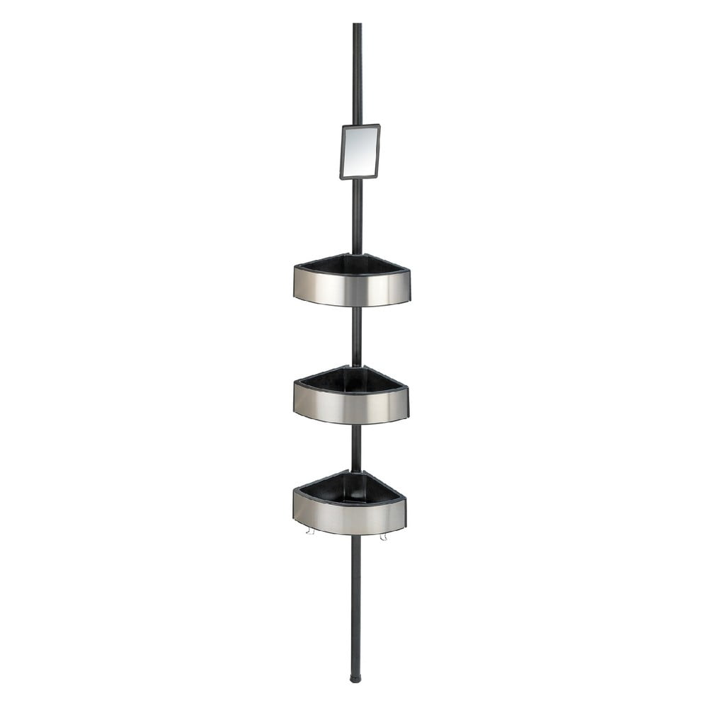 Teleskopická rohová polica do sprchy Wenko Prea Silver/Black, 27 × 20 cm